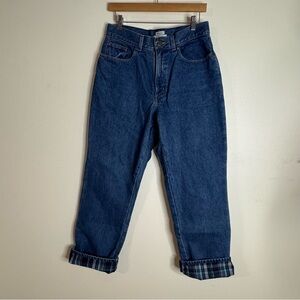 L.L. Bean flannel lined  plaid Blue Denim jeans heavy duty size 10 original fit